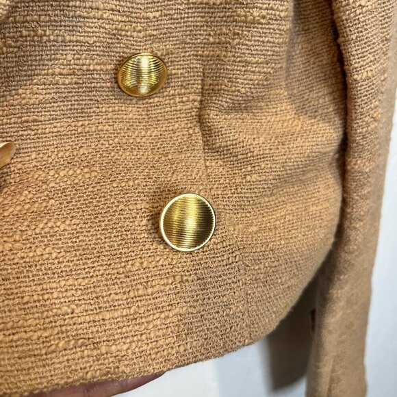 House of Harlow Tweed Cropped Tan Blazer Jacket Size XS Gold Buttons neutral - Picture 9 of 12